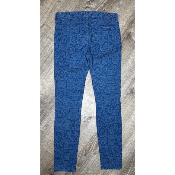 7 For All Mankind Women's Blue Paisley Floral Skinny Pants Jeans Stretch Size 29 - Picture 2 of 6